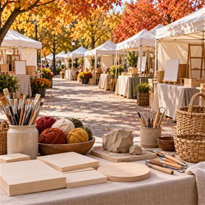 Handmade craft stalls on the Courthouse Plaza
